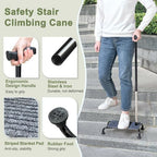 Stair Climbing Cane Lifts for Seniors Half Step Climbing Aid Walker Elevator Stairs Assist Elderly Standing Helper 4 Prong Large Base Quad Walking Sticks Adjustable Stability Balance Devices