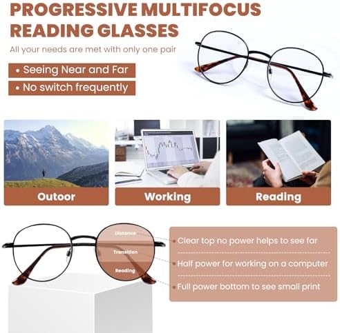 Progressive Reading Glasses Men Women Blue Light Blocking Photochromic Multifocus Reader Transition Sunglasses