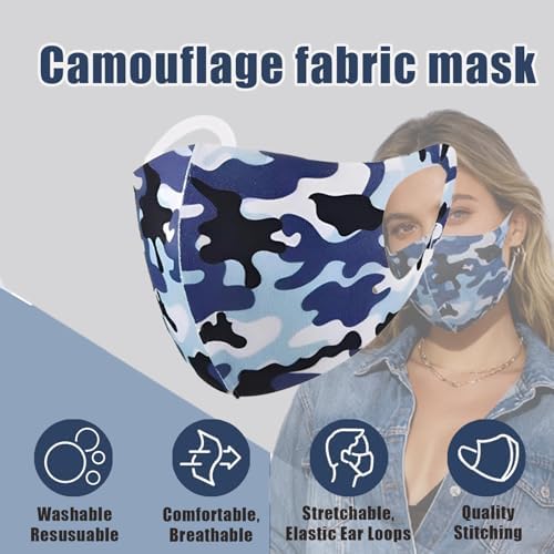 Camo Face Mask Hunting for Men Women 10pcs Ski Breathable Cover Adults Reusable Cloth Camouflage Sports Gear