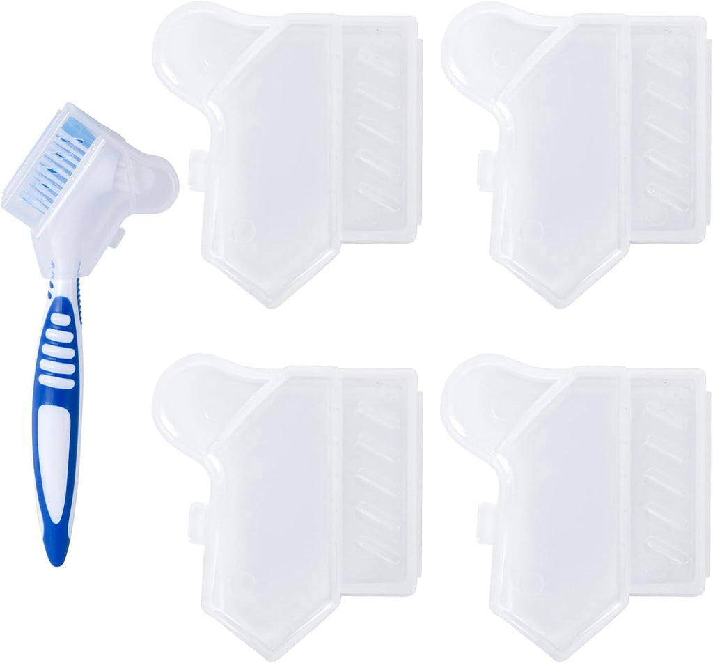 4pcs Denture Brush Cover, White, Plastic, Portable, Ventilated & Draining, Compact & Convenient, Easy to Use & Clean