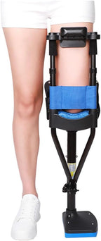 Hands Free Crutch, Ankle Fracture Walker Height Adjustable Knee Crutches for Adults Non-Slip Assistive Device Walking aids,Leg Support,Freedom Leg Brace,Blue,Left Leg