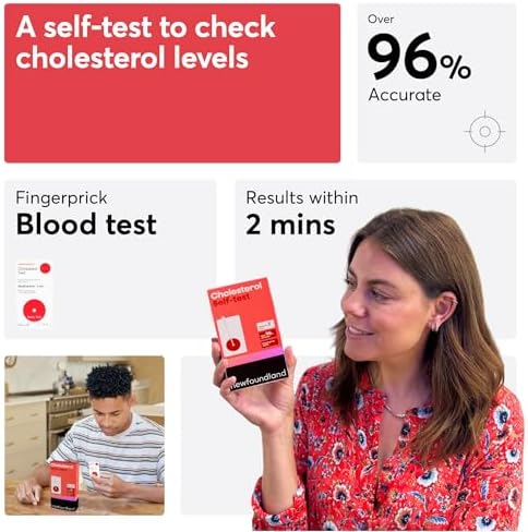Newfoundland Cholesterol Levels Test Kit - 1 Pack - Lipid Profile Analysis - 99% Accurate Home Test for Total Cholesterol - Blood Sample Testing - CE Certified - Cholesterol Test Kit