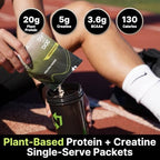 Nutrition On The Go Vegan Protein Powder Packets with Creatine – 20g Plant Proteins + 5g Creatine – Single-Serve Travel Protein Powder – All-Natural, Gluten-Free – Chocolate – (6-Pack)