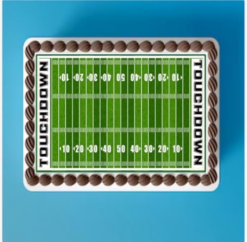 Football Field Edible Cake Topper Icing Sheet, 8x10 Inch, Touchdown Theme Cake Decoration