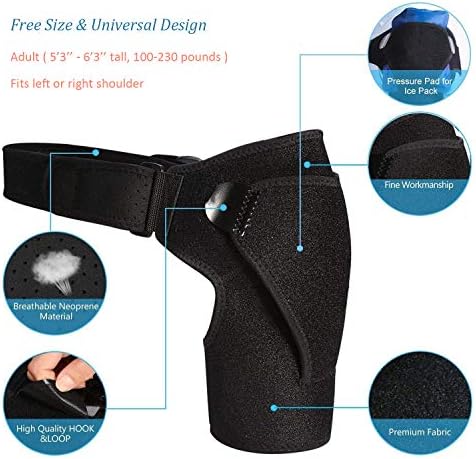 Shoulder Support Brace with Pressure Pad for Men Women, Adjustable Shoulder Brace for Torn Rotator Cuff, Tendonitis, Dislocation, AC Joint, Bursitis, Labrum Tear, Pain, Fits Right or Left Shoulder