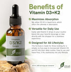 Ultra6 Nutrition Vitamin D and K2 Drops - Liquid Vitamin D3 with K2 Supplements for Adults - Easy-to-Take, Flavor-Free, Highly Absorbable VIT D3 and K2 Supplements, Made in USA (30 ml)