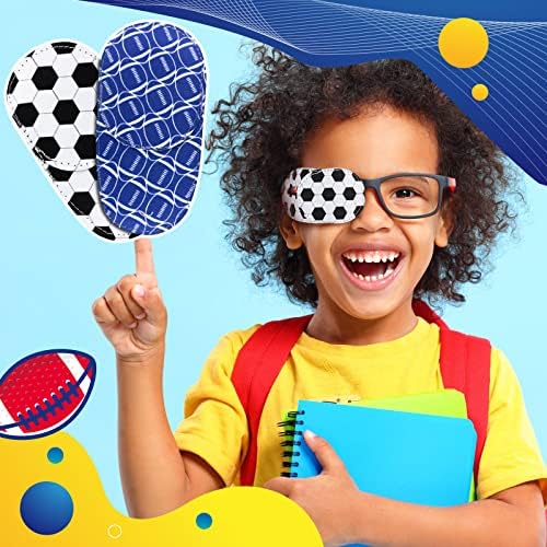 Newcotte 12 Pcs Eye Patch for Kids Toddler Reusable Adjustable Girls Boys Eyepatch for Glasses Left or Right Eye Patch, Assorted Patterns(Sports)