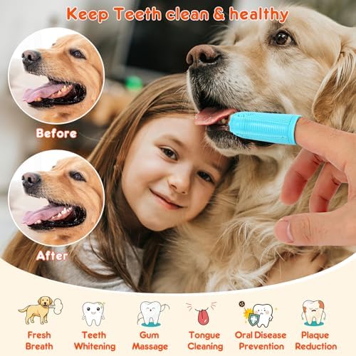 Dog Finger Toothbrush, 4-Pack Finger Toothbrush for Dogs, Upgraded Pet Tooth Brushing Kit, A Fun Dog Teeth Cleaning Tool that Also Doubles as A Gum Massage, Suitable for Medium and Large Dogs.