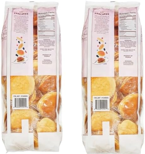 Mini French Pancakes Made in France, Individually Wrapped Pancake Bites, Soft European Style Breakfast Snack, 50 Pancakes Total (Pack of 2)