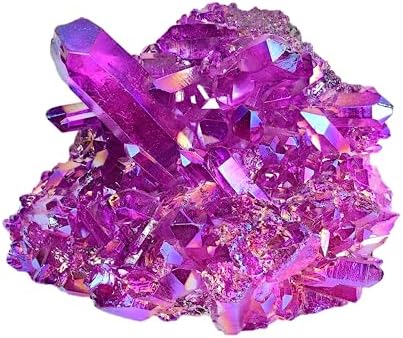 JIC Gem Real Natural Big Titanium Coated Crystal Cluster Purple Quartz Geode Druzy Home Decoration Gemstone Specimen(9-11cm)