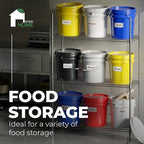 5-Gallon White Bucket Pail Container with Lid | Food Grade | Heavy-Duty Extra Durable | Metal Handles with Plastic Grip for Easy Carrying | Multi-Use | Easy Stack and Store | BPA Free - 3 Pack