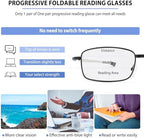 Folding Photochromic Progressive Reading Glasses for Women Blue Light Blocking Foldable Multifocal Computer Readers