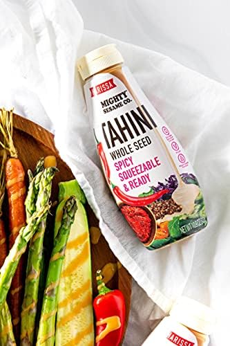 Mighty Sesame Co. Harissa Tahini, Spicy Chili Squeezable & Ready Sesame Paste, 10.9oz | Whole Seed, Gluten Free, Vegan, Non GMO, Keto Friendly, Kosher