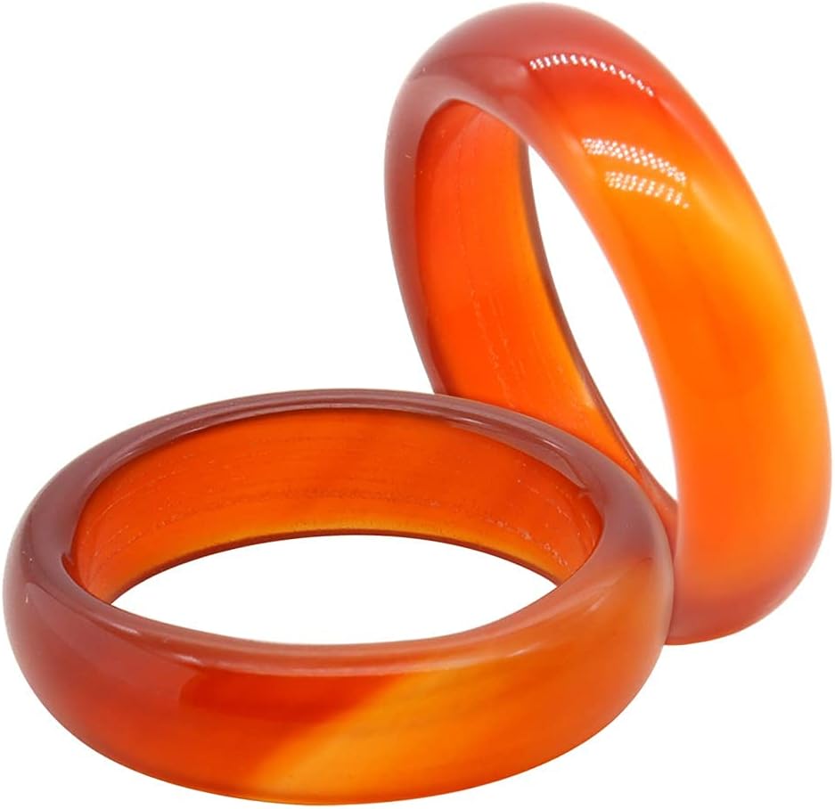 FUTIMELY 2Pcs 6mm Red Carnelian Crystal Rings for Women Natural Agate Carnelian Gemstone Stackable Plain Band Ring(Size 6 7 8 9 10)