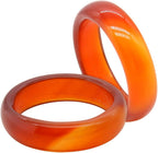 FUTIMELY 2Pcs 6mm Red Carnelian Crystal Rings for Women Natural Agate Carnelian Gemstone Stackable Plain Band Ring(Size 6 7 8 9 10)