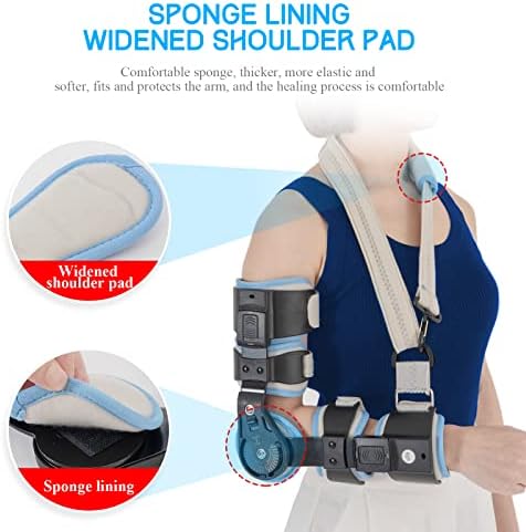 Hinged Elbow Brace ROM Elbow Brace Support with Strap Sling Adjustable Post Op Elbow Stabilizer Splint Arm Injury Recovery Support After Surgery for Dislocated Arm Ligament and Tendon Repairs (Right)