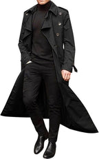 Waterproof Trench Coat Men Winter Trenchcoats Lapel Long Jacket Double Breasted Overcoat Soft Elegant Windbreaker