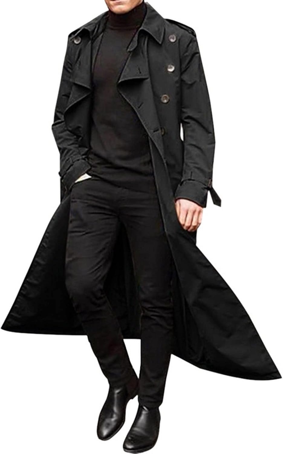 Waterproof Trench Coat Men Winter Trenchcoats Lapel Long Jacket Double Breasted Overcoat Soft Elegant Windbreaker