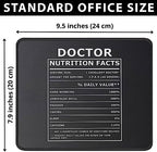 Funny Sarcastic Doctor Nutritional Facts Mouse Pad - Thank You Appreciation Gifts for Doctors - Birthday Gift Ideas for Physician, Medical Graduate - 9.5 in Mousepads