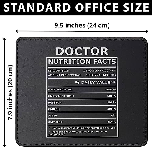 Funny Sarcastic Doctor Nutritional Facts Mouse Pad - Thank You Appreciation Gifts for Doctors - Birthday Gift Ideas for Physician, Medical Graduate - 9.5 in Mousepads