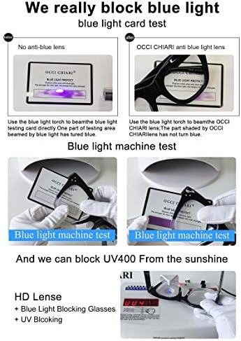 OCCI CHIARI Blue Light Blocking Glasses Fashion Readers Anti Blue Light Blocking Glasses Computer Use (Black, 0)