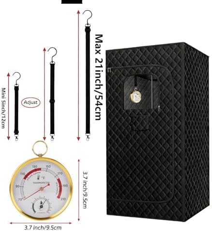 Sauna Thermometer Fahrenheit and Hygrometer Combo with Lanyard Mount - Hanging Thermometer for Sauna Room,Portable Steam Sauna, Temperature Range 68-212°F, Humidity Range 0-100%