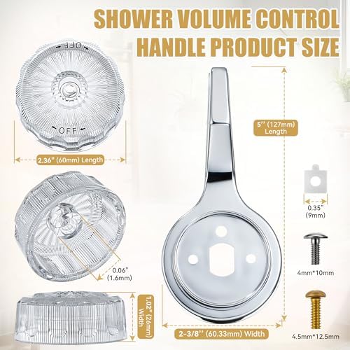 Dreyoo Temperature and Volume Control Handles Compatible with Mixet MXT14, Temperature Lever and Volume Control Handles Compatible with Mixet for Single Handle Tub and Shower Faucet (Clear)