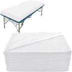 Disposable Massage Table Sheets, 100 PCS 31.5" x 74.8" Non Woven Fabric Disposable Spa Bed Sheets Cover for Massage, Beauty Salon, Tattoo, Hotels White