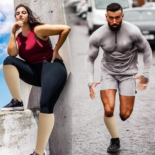 3 Pack Plus Size Compression Socks for Women & Men, Extra Wide Calf Knee High Stockings for Circulation Support