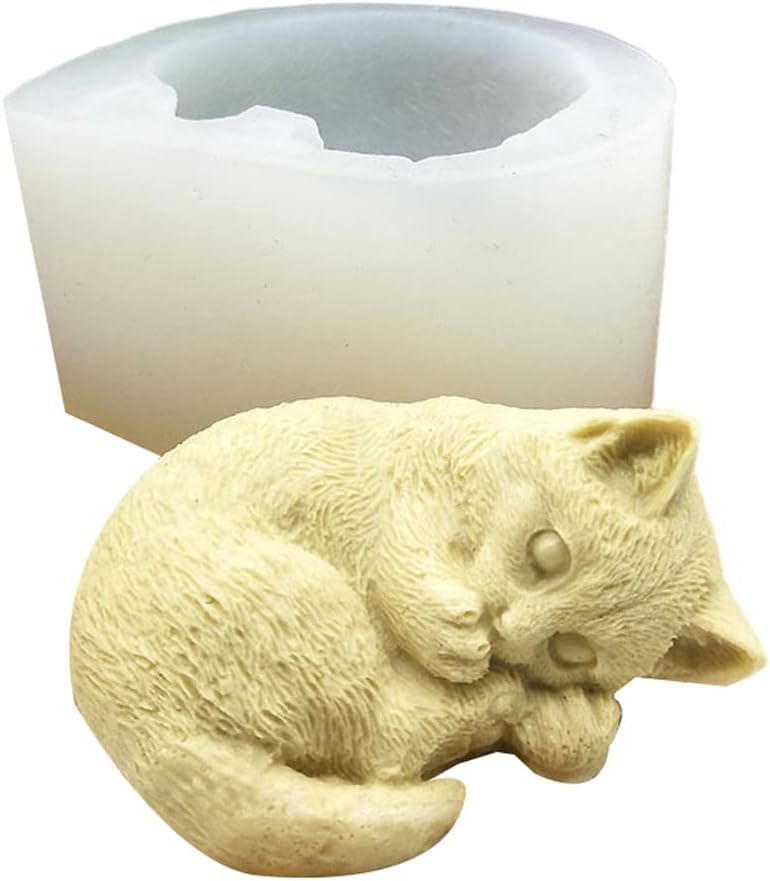 Candle 10 * 7 * 6 Silicone Cat Cute Cat Soap for Candles Mousse Cake 3D Cartoon Cat DIY Baking