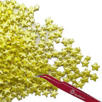 SE Si&Moos Yellow Star Sprinkles for Cake Decorating Star Cake Decorations Large and Small Edible Yellow Stars, Shower Party Birthday Halloween Christmas Supplies 3 OZ with Tweezers