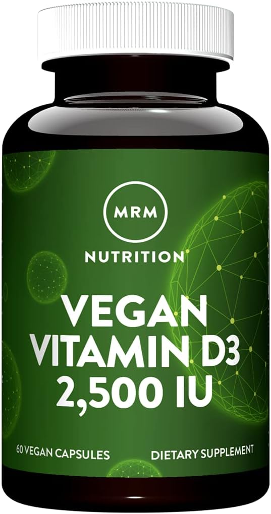 MRM Nutrition Vegan Vitamin D3 2,500 IU | Bone Strength + Immune Support | Plant-Based from Lichens | Supports Calcium Absorption | Vegan + Vegetarian Supplement | 60 Servings