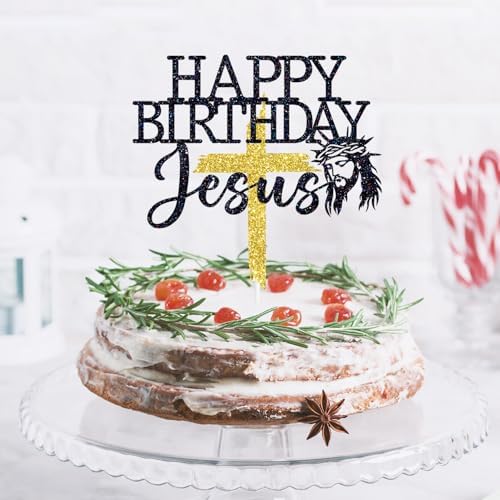 Happy Birthday Jesus Cake Topper, Merry Christmas, Jesus is the Reason for the Season, Christmas Birthday Party Decorations
