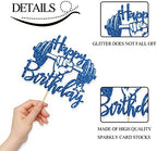 Weightlifting Happy Birthday Cake Topper for Boy Girl/Weight Lifter Birthday Party Decor/Sport Sign Cake Topper/Fitness Gym Party Decorations Blue Glitter