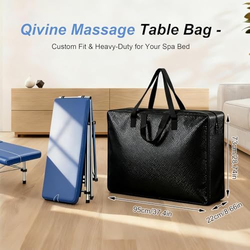 Qivine Upgrade Massage Tables Bag, 28-37 Inch Portable Spa Bed Lightweight Bag, Physical Therapy Table Carry Case with Durable Zipper Tear-Resistant Oxford for Folding Table
