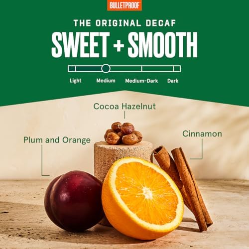 Bulletproof Original Medium Roast Whole Bean Decaf Coffee, Clean Coffee Tested for Toxins, Sustainably Sourced, 12 Ounces