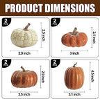 Artgar Pumpkin Decor, 8 PCS Halloween Pumpkin, Metal Cracked Design Foam Pumpkins for Halloween Thanksgiving Fall Home Table Indoor Outdoor Decorations