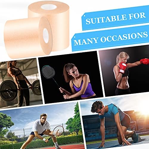 Nuanchu 30 Yards Pre-wrap Athletic Tape Pre Wrap Athletic Foam Underwrap Tape Foam Underwrap Bandage for Hair Soccer Sports Wrists Elbows Knees Ankles 2.76 Inches(Beige)