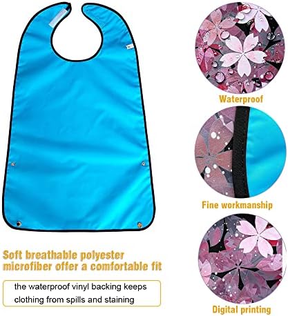 VOPHIA Adult Bibs for Women Washable Bib Reusable Waterproof Clothing Protector with Optional Crumb Catcher