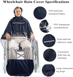 Wheelchair Poncho Cover Breathable & Waterproof Wheelchair Rain Cape Cover for Adults with Semi-Transparent Hood and Waterproof Zipper,Mobility Scooter & Electric Wheelchair Accessories,Universal Fit