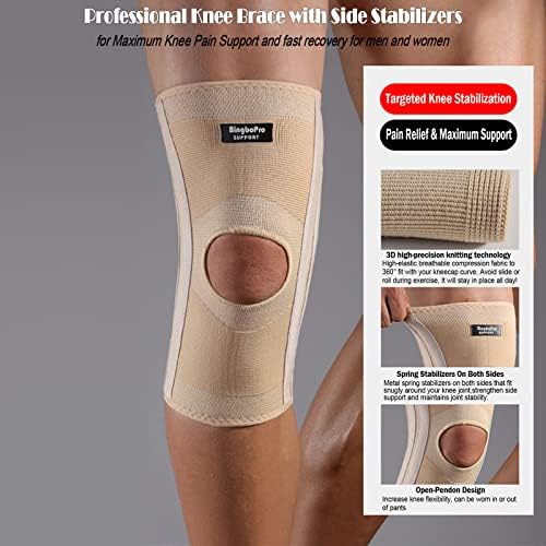 Professional Knee Brace With Stabilizer For Men Women,Compression Knee Sleeve Support Brace for Pain Relief, Fast Recovery,Meniscus Tear,ACL,MCL,Arthritis,Running,Sport Protection