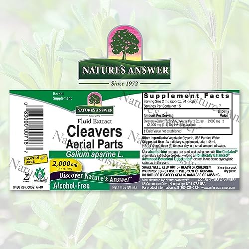 Nature's Answer Alcohol-Free Cleavers Herb, 1-Fluid Ounce