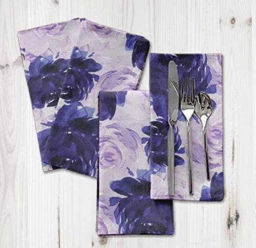 S4Sassy Purple Grandiflora Roses Floral Holiday Parties Cloth Table Linen Re-Usable Dinner Napkins Set 20 x 20(Pack of 6)