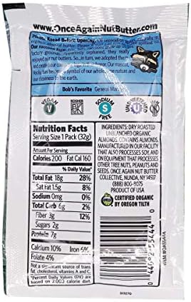 Once Again Organic Creamy Almond Butter, Non GMO, 1.15 Ounces (Pack Of 10)