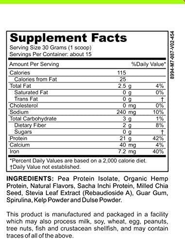 Casa de Sante Vegan Protein Vanilla - GLP-1 Support Low FODMAP Gut Friendly Plant Protein Powder - 21g Protein - MD PhD Formulated - Pea Hemp Sacha Inchi - 16 oz