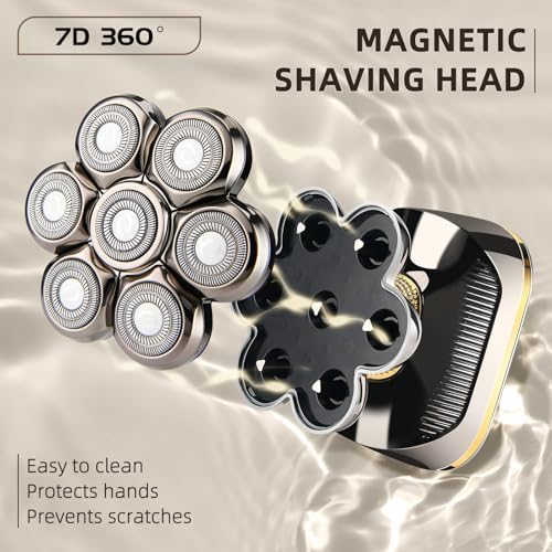 Magnetic Electric Razor Replacement Blades, 7D Floating Heads Wet Dry Beard Shaver Replacement Blade for Bald Men compatible with SHPAVVER, E-Hunter Electric Shavers