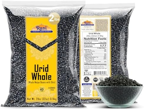 Rani Urid/Urad Whole Black (Matpe Beans with Skin) Indian Lentils 32oz (2lbs) 908g ~ All Natural | Gluten Friendly | Non-GMO | Kosher | Vegan | Indian Origin