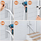 16 Inch White Stair Handrails for 1-3 Steps, Munzong Anti-Slip SUS304 Stainless Steel Hand Rail for Stairs, Knurled Safety Grab Bar for Outdoor Garage Porch Entry Interior Exterior Stairway-1.25” Tube