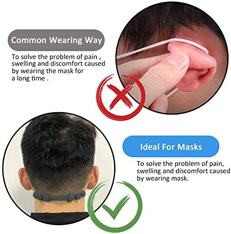 4 PCS Extended Silicone Bands Anti-Tightening Strap for Masks to Prevent Ear Pain,Adjustable Comfort mask Grips Extension Buckle Holder Hook Ear Strap,Black