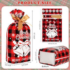 30 Pcs Christmas Treat Bags - Merry Christma Drawstring Gift Bags, Plastic Red Green Plaid Christmass Goodie Candy Goody Snack Bags Bulk for Cookie Gifts Xmas Holiday Christmas Party Favors Supplies